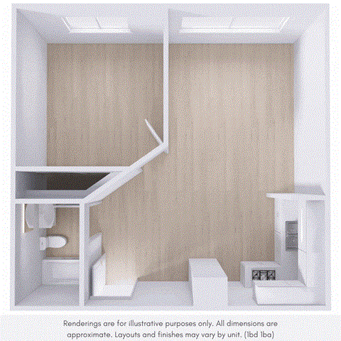 Floor plan for 1 bed, 1 bath, 850 sqft
